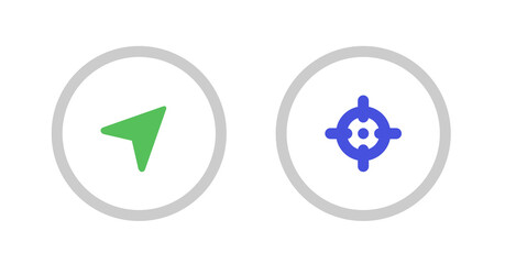 Poster - Modern minimalist navigation and targeting icons; green and blue.