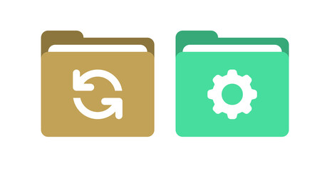 Poster - Modern Flat Icons:  File Folder Symbols, Refresh and Settings, Digital Interface Design
