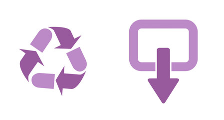 Poster - Purple Recycling and Download Arrow Icons: Minimalist Flat Design