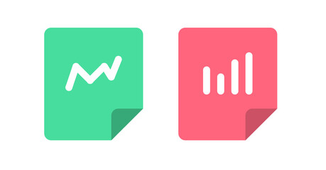Poster - Modern Minimalist Data Charts: Green and Pink Note Icons