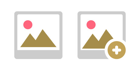 Poster - Add Image: Minimalist Mountain Landscape Icon,  Modern Flat Design,  Neutral Color Palette