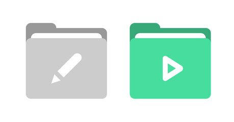 Poster - Modern File Icons: Edit and Play, Minimalist Design, Flat Style, Digital Media Concept