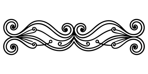 Poster - Elegant Victorian black horizontal vector line design featuring delicate floral elements and intricate curly patterns ideal for refined graphic projects.