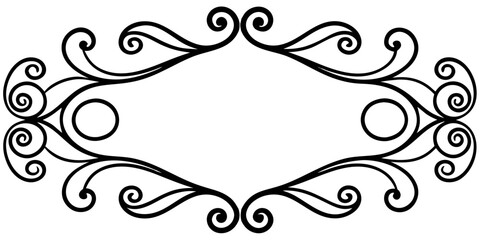 Fototapete - An elegant vintage design showcasing mirrored Victorian scrolls in a sophisticated black line art style, perfect for backgrounds and decorative elements.