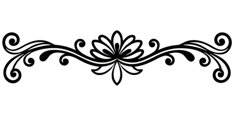 Poster - A highly detailed ornate Victorian vector divider with exquisite floral elements gracefully arranged in a horizontal black design for elegant projects.