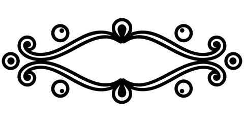 Poster - Elegant antique-style vector design showcases a black horizontal line with baroque inspirations set against a pristine white backdrop, perfect for classic layouts.
