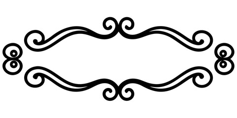 Poster - Evoking classic elegance with an antique style vector black horizontal line, featuring a baroque inspired design against a pure white backdrop, perfect for sophisticated projects.