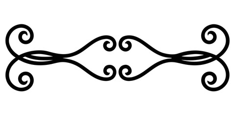 Poster - A stunning black vector flourish divider adds elegant detail with its vintage ornamental design, perfect for various creative projects, offering a touch of Victorian style.