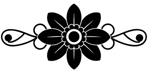 Poster - A vector silhouette showcases a delicate black flower border, perfect for adding an elegant, minimalist touch to various design and creative projects.