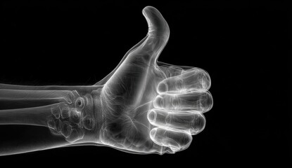 Poster - Transparent Hand Gesturing Thumbs Up, X-Ray Style Anatomy