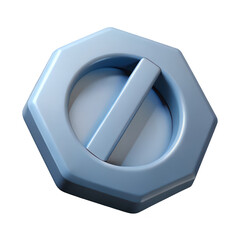 Poster - A light blue hexagonal nut with a slot in the center isolated on transparent background