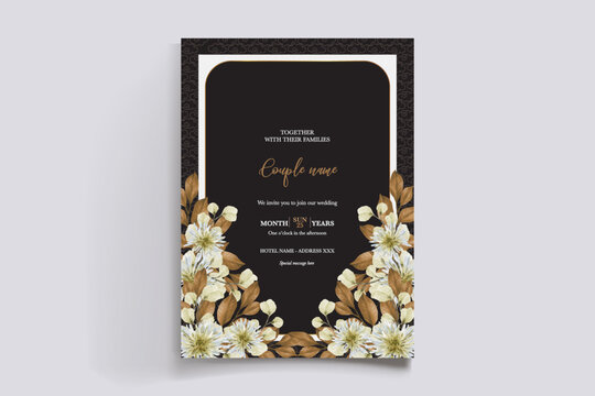 Wedding invitation with floral accents and elegant typography