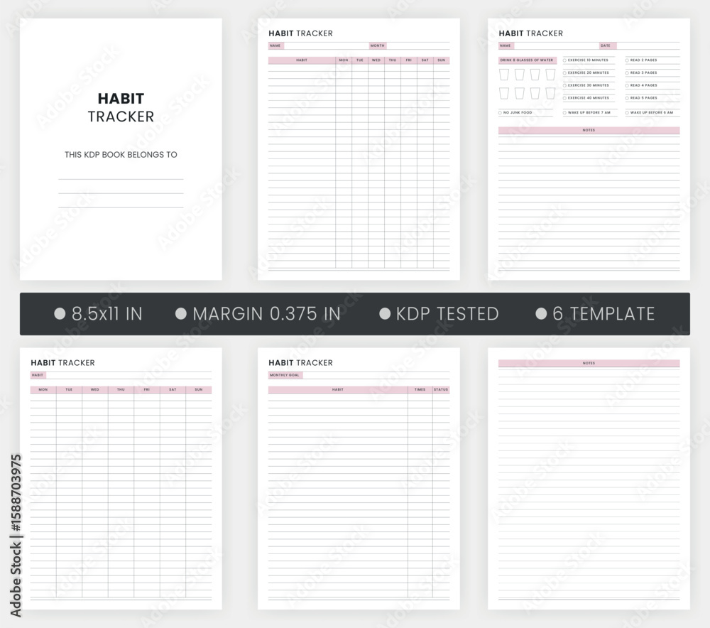 Habit Tracker Template Printable File Stock Vector | Adobe Stock
