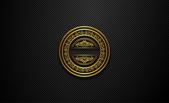 black and gold empty text logo floral ornament background