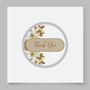 WEDDING INVITATION FRAME WITH FLOWER DECORATIONS AND FRESH LEAVES