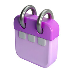 Aufkleber - Stylized 3d calendar icon with purple and lilac tones and silver spiral binding isolated on transparent background