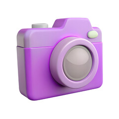 Poster - Charming 3d rendered purple camera with a smooth lens and subtle details isolated on transparent background