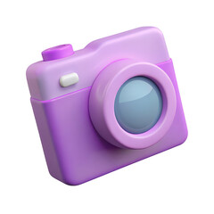 Aufkleber - A charming 3d rendered purple digital camera with a soft lens and button detail isolated on transparent background