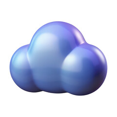 Poster - A glossy rounded fluffy cloud shape with smooth gradients of blue and purple isolated on transparent background