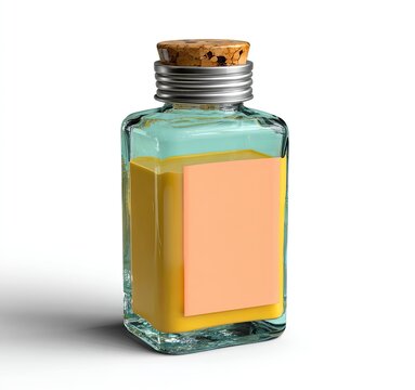 Artistic rendering of glass bottle with silver cap vibrant studio digital art contemporary close-up view