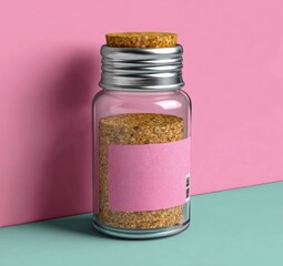 Fototapete - High-quality artistic rendering of modern glass bottle with cork and silver cap in studio setting