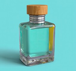 Fototapete - Elegant glass bottle with silver cap minimalist design studio setting 3d render artistic concept