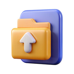 Poster - Stylized 3d folder icon with upward arrow symbol representing uploading data isolated on transparent background