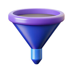 Poster - A vibrant 3d rendering of a blue and purple funnel with a smooth gradient effect isolated on transparent background