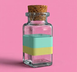 Fototapete - Artistic rendering of colorful glass bottle with cork studio setting 3d render vibrant colors eye-level view