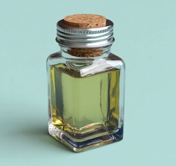 Fototapete - Minimalist product photography detailed rendering of a glass bottle with silver cap in studio setup