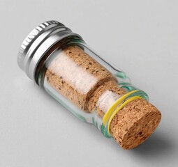 Fototapete - Rendering of a glass bottle with silver cap standard scale studio close-up view product design