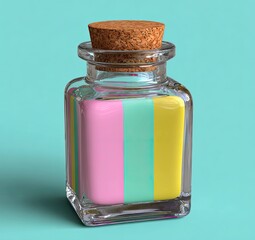 Fototapete - Artistic rendering of colorful glass bottle with cork studio setting still life vibrant colors