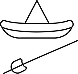 Poster - Simple line art raft and brim icon for outdoor adventure and travel isolated on transparent background