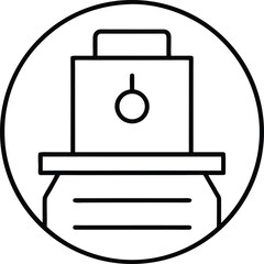 Poster - Line art icon representing print time estimate with a clock and percentage symbol isolated on transparent background