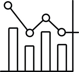 Poster - Clean line art analytics chart icon representing data growth and analysis isolated on transparent background