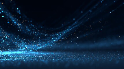 Aufkleber - Shimmering blue particles create an ethereal depth, glowing gracefully against a dark canvas, a captivating cosmic abstraction.