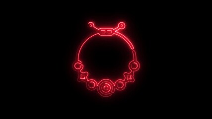 Poster - Glowing Red Neon Necklace Design Animation Loop Abstract Modern Futuristic Jewelry Concept Symbol