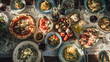 © Michał Magiera - Tradycyjne włoskie dania: makaron, pizza, oliwki i świeże zioła, serwowane na rustykalnej zastawie. Autentyczny smak i klimat słonecznej Italii przy stole.