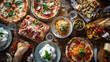 © Michał Magiera - Tradycyjne włoskie dania: makaron, pizza, oliwki i świeże zioła, serwowane na rustykalnej zastawie. Autentyczny smak i klimat słonecznej Italii przy stole.