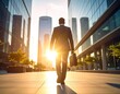 © ArsakhaDevandra - Businessman walking city street at sunrise