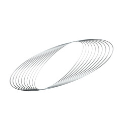Poster - Metal linear circular 3D shape. Silver chrome circle 3D element isolated