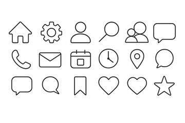 Poster - Communication, business linear icon set. essential symbols for digital interfaces