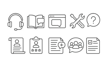 Poster - Customer support and communication icon set. professional, help icons outline collection