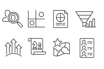 Poster - Business and marketing line icon set. strategy, analytics, growth outline collection