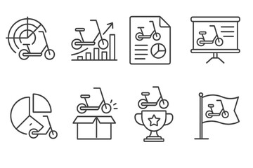 Poster - Business analytics line icon set. data analysis, report insights simple icons collection