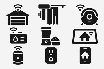 Poster - Smart home automation solid icon set. wireless, security, control icons in solid style