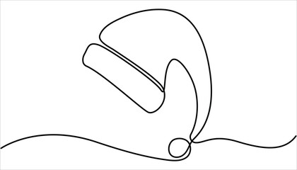Poster - Santa Claus hat Continuous one line drawing. Santa continuous one line drawing of cap icon. Christmas winter hat outline Vector illustration. Christmas winter new year concept.