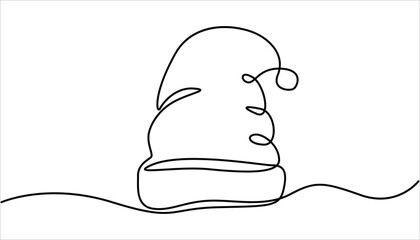 Poster - Santa Claus hat Continuous one line drawing. Santa continuous one line drawing of cap icon. Christmas winter hat outline Vector illustration. Christmas winter new year concept.