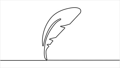 Poster - Continuous one line drawing of Bird feather Isolated on white background, Continuous Line Drawing of Feather Icon. Hand Drawn Symbol Vector Illustration. 
