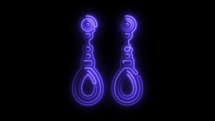 Poster - Glowing Neon Earrings Abstract Design Loopable Animation Featuring Modern Jewelry Concept on